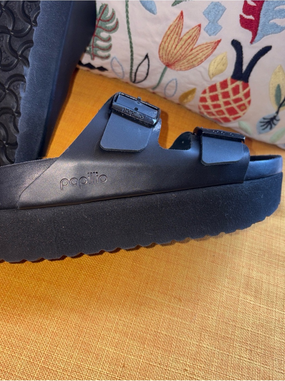 Papillo by Birkenstock Arizona Exquisite Platform Sandals Size 39 Black Unisex - Picture 5 of 5